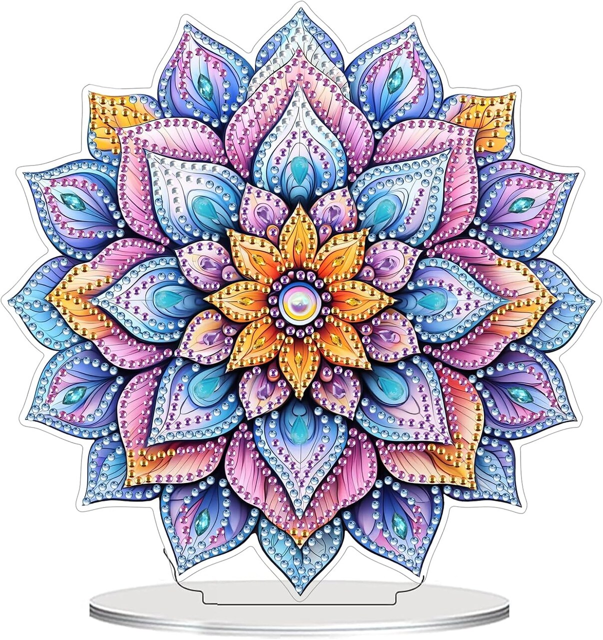 5D Mandala Diamond Art Desktop Ornament Kit – DIY Special-Shaped Rhinestone Gem Craft for Adults, Home & Office Decor, 7.87x7.87 in